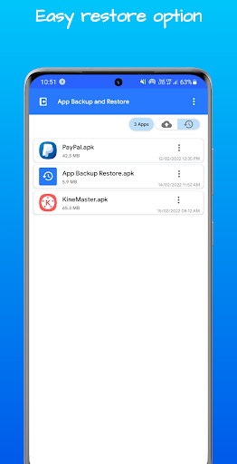 App backup and Restore Screen 3