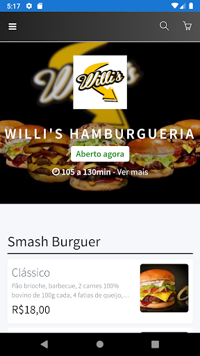 Android application Willi's Hamburgueria screenshort