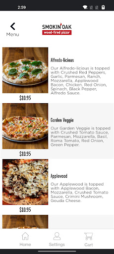 Screenshot of Smokin’ Oak Wood Fired Pizza
