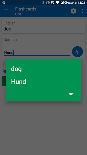 Vocabulary trainer Screen 3
