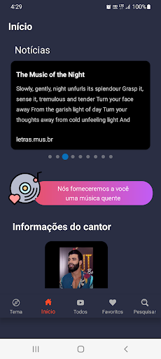 Visualização do aplicativo