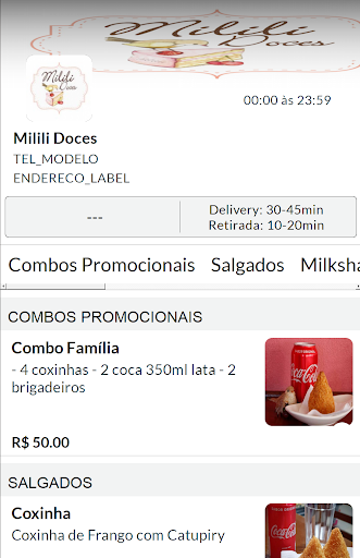 Android application Milili Doces screenshort