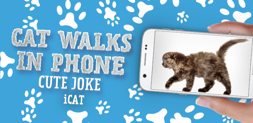 Приложение гулять. Cat walks in Phone cute joke icat.
