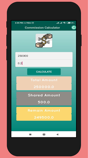 Commission % Calculator Screen 2