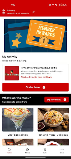 Android application Yin and Yang Restaurant screenshort
