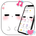 Cover Image of Download White Cartoon Cute Pet Face Theme 1.1.2 APK