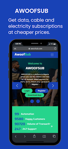 Android application Awoofsub - Buy Data & Airtime screenshort