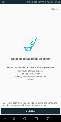 Android application Msafisha Assistant screenshort