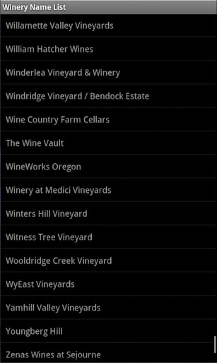 Oregon Winery for Tablets Screen 3