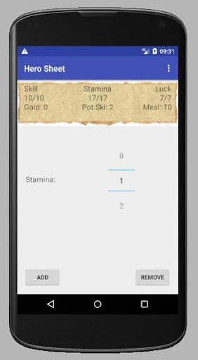 Hero Sheet for Gamebooks Screen 3