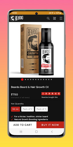 Beard Oil Shopping App Screen 2