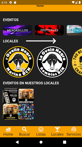 Android application Oveja Negra Barcelona screenshort
