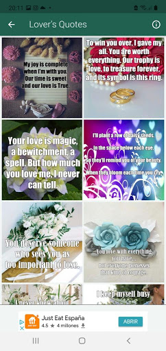 Android application POETRY ABOUT LOVE TO SEND screenshort