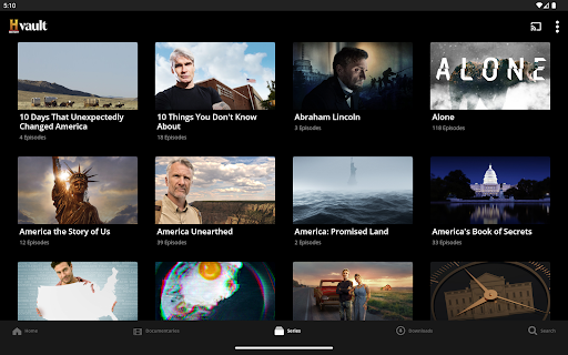 Screenshot of HISTORY Vault