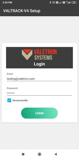 Android application VALTRACK-V4-SETUP screenshort