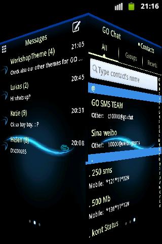 Blue Simple Theme GO SMS Screen 3