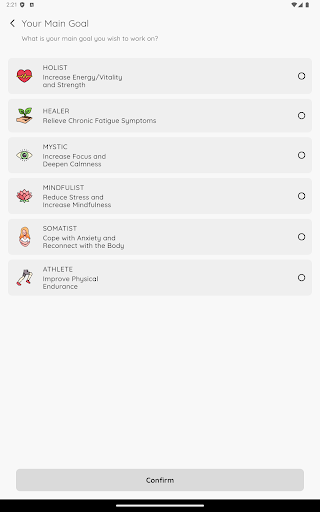 Screenshot of Vital Life: mindbody routines