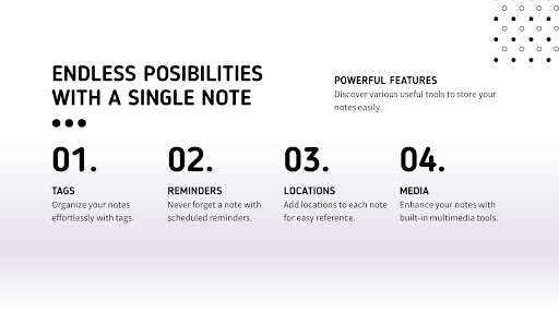 Notes, Lists and Reminders Screen 3