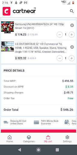 Cartnear Online Shopping App Screen 3