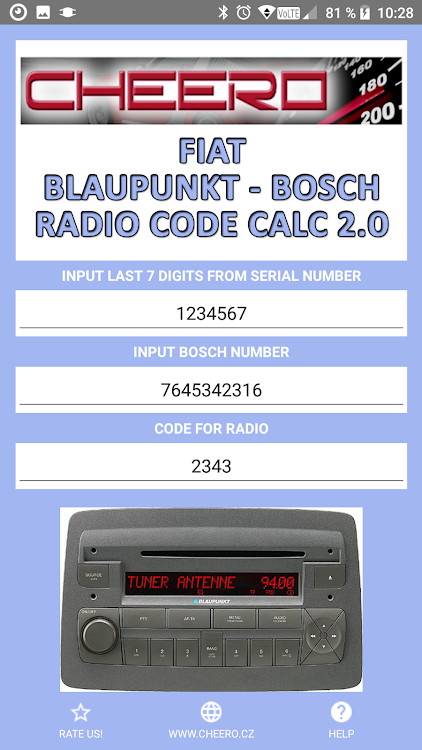 RADIO CODE for FIAT B&B - 1.3.1 - (Android)
