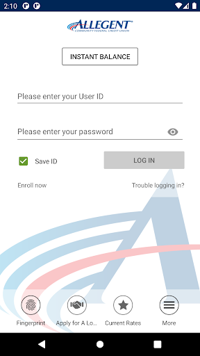 Allegent Mobile Banking Screen 2