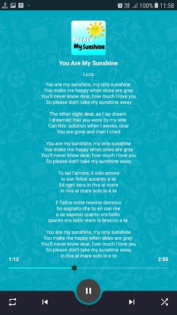 Captura de Pantalla 2 letra Y Are My Sunshine android