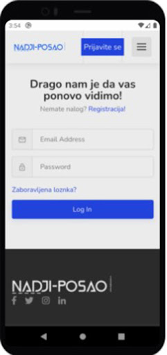 Android application Nadji posao screenshort
