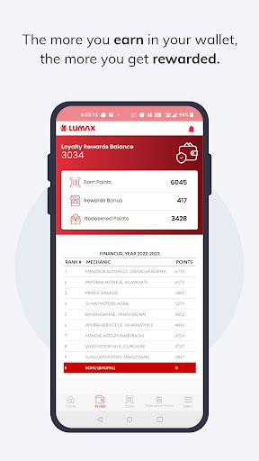 Lumax Loyalty Rewards Screen 2