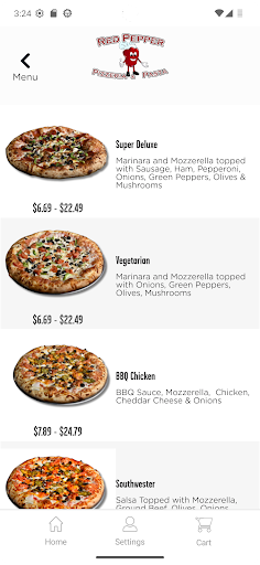 Screenshot of Red Pepper Pizzeria & Pasta