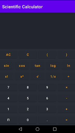 Android application Scientific Calculator screenshort