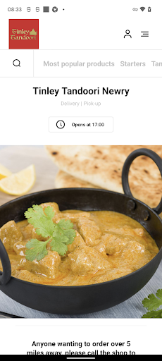 Android application Tinley Tandoori Newry screenshort