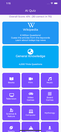 Android application AI Quiz - News,Trends,Wikipedi screenshort