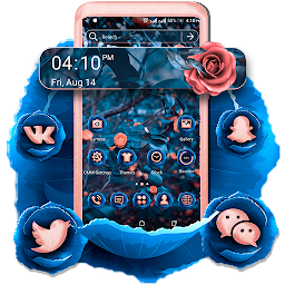 图标图片“Blue Pink Rose Launcher Theme”