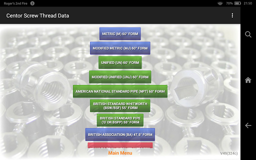 Screw Thread Data Calculator