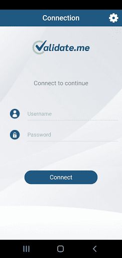 Android application validate.me screenshort
