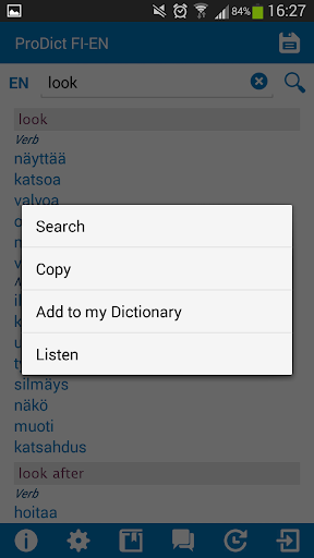 Finnish English dictionary Screen 3