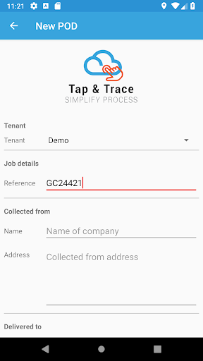 Tap & Trace POD Screen 2