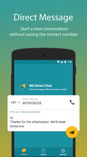 Android application WA Direct Chat -Never Save Num screenshort