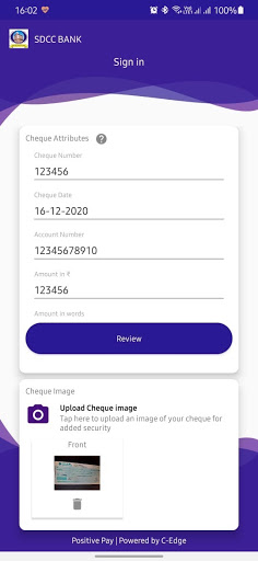 SDCCB Positive Pay Screen 3