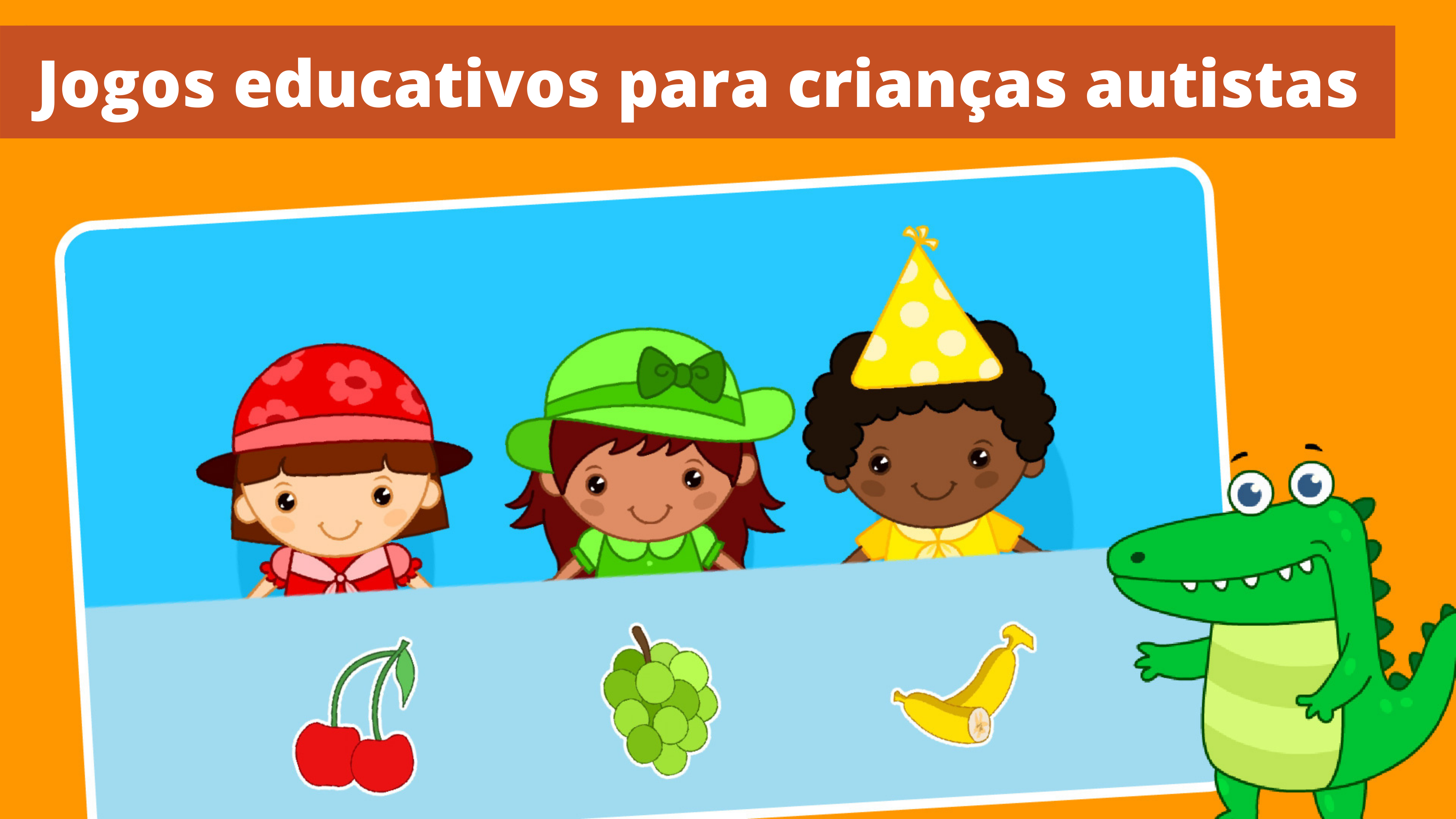 Interface do jogo AutiSpark: Autistas Jogos mostrando atividades educativas coloridas