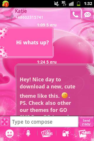 Pink Love Theme GO SMS Pro Screen 3
