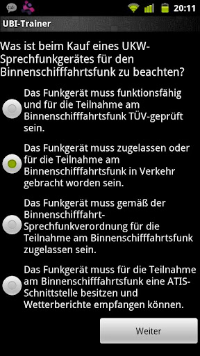 German UBI exam trainer Screen 2