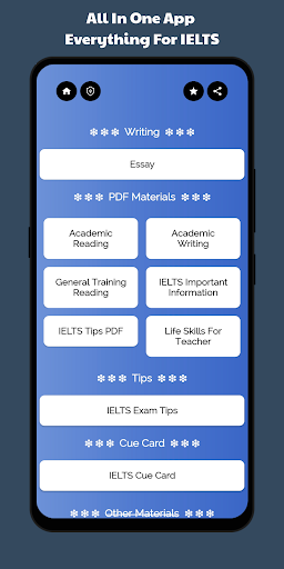 Android application IELTS Exam Materials screenshort
