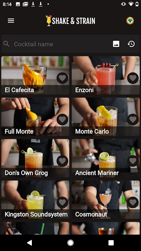 Android application Shake and Strain Cocktails screenshort