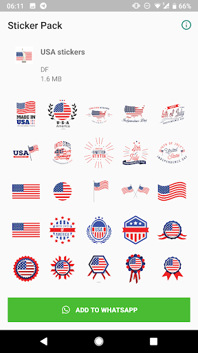 Android application WAStickerApps USA Stickers screenshort