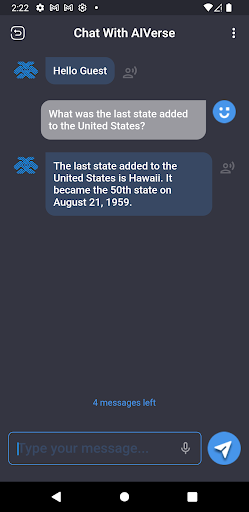 Screenshot of AI Verse