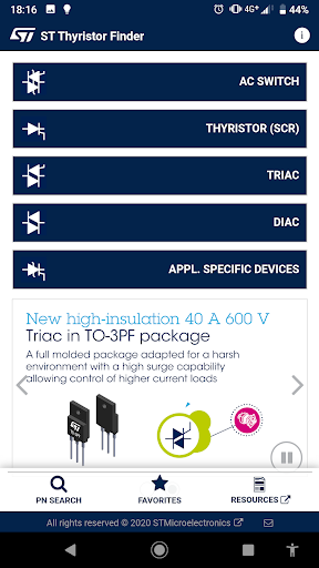 Android application ST Thyristor Finder screenshort