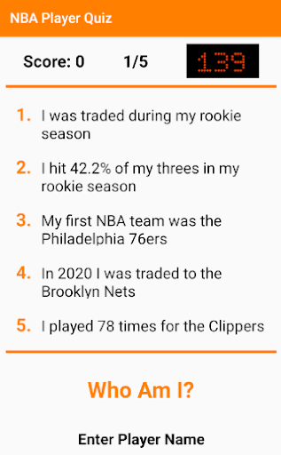 NBA Player Quiz Screen 3