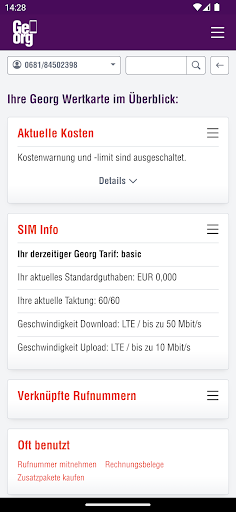 Android application Mein Georg screenshort