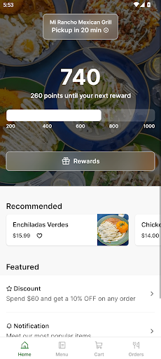 Android application Mi Rancho Mexican Grill screenshort